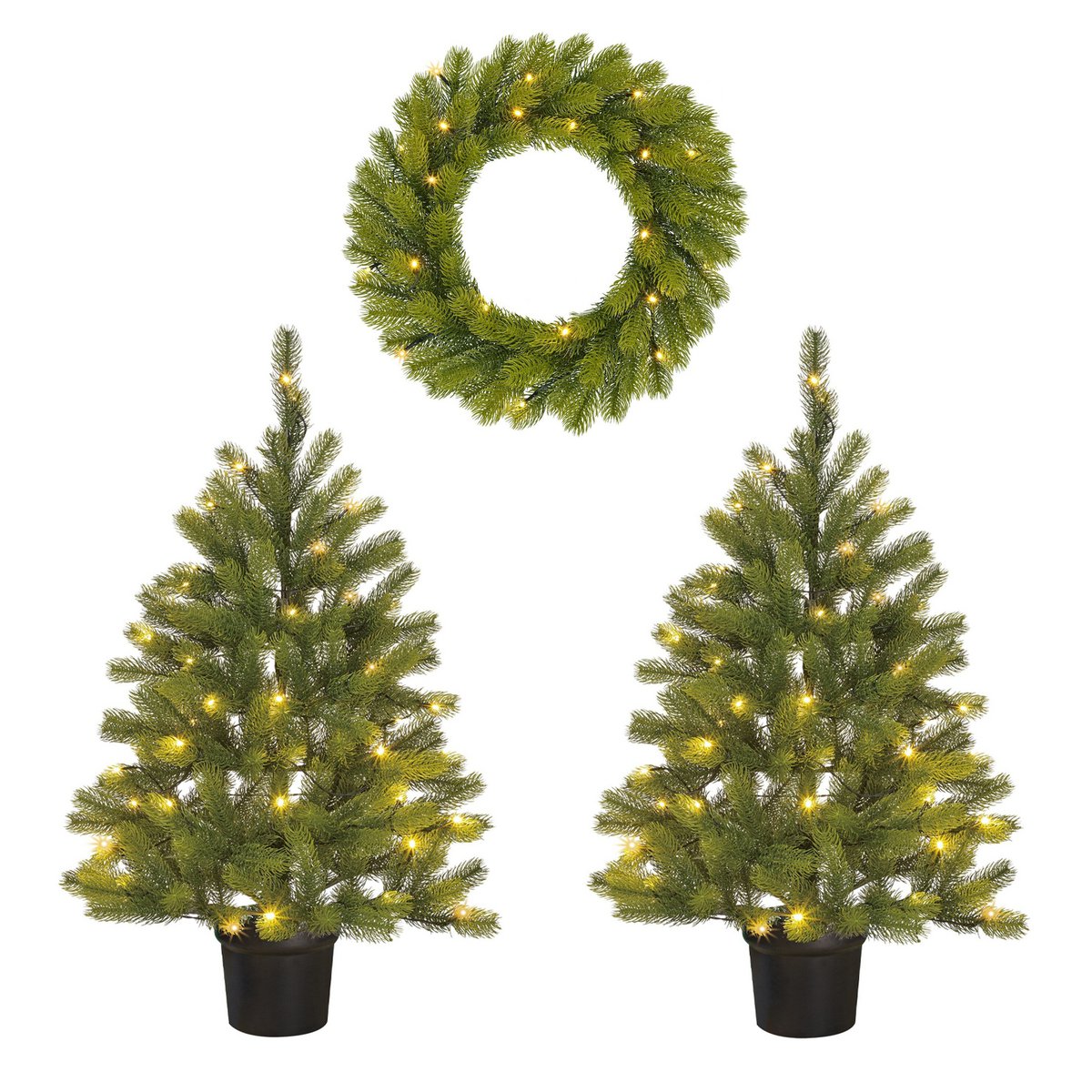 Kerstset Nagoya Verlicht - 2 × 90 cm + kerstkrans