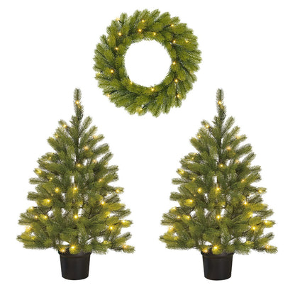 Kerstset Nagoya Verlicht - 2 × 90 cm + kerstkrans