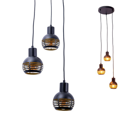 Hanglamp Casco 3-Lichts Zwart/Goud (E27)