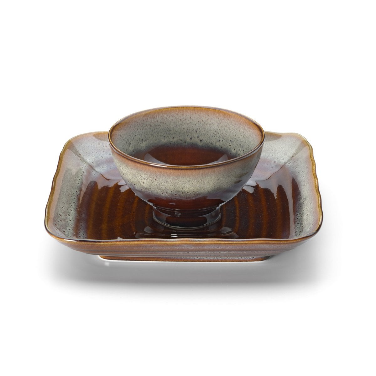 Keramische kom Smoked horizon bowl bruin grijs