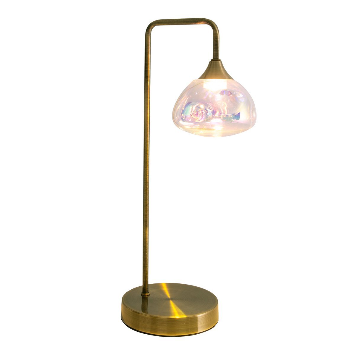 LED - tafellamp "Varna", tafellamp gemaakt van messing - gekleurd metaal en iriserend glas, stevig ingebouwd - in LED's, 45 cm hoog, stijlvolle verlichting voor woonkamer, eetkamer of gang - OutHome