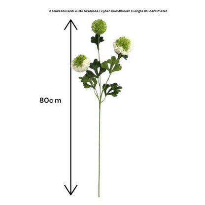 Zijden kunstbloem Scabiosa rood (set van 2) - 80 cm
