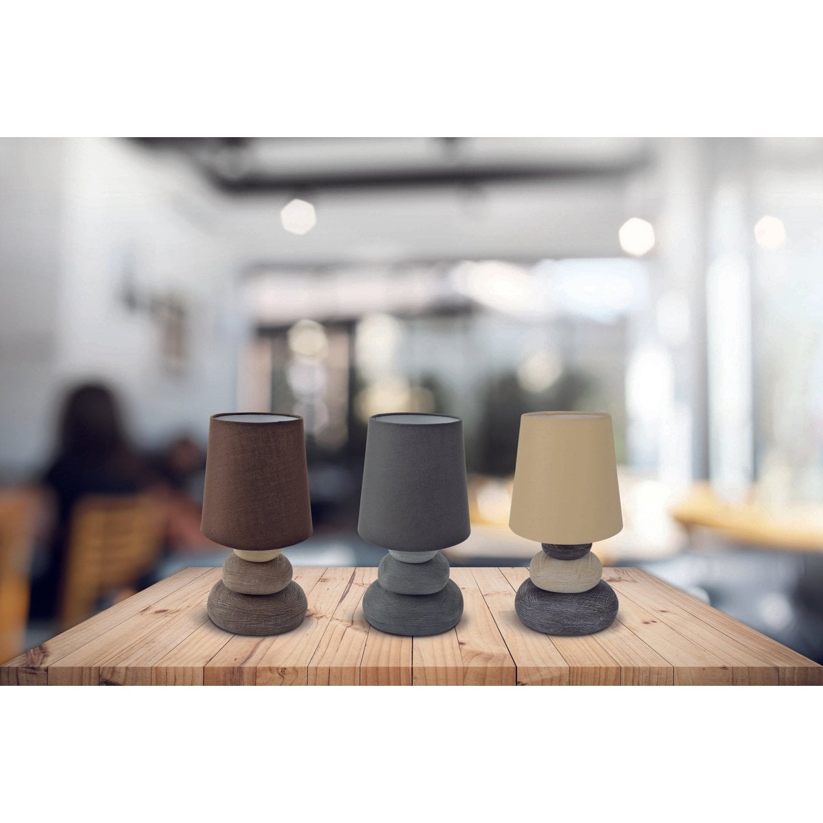 Keramische tafellamp "Stoney", keramische tafellamp in bruin, met E14 - aansluiting, tafellamp voor eetkamer, woonkamer, gang of kantoor, of als een bedlamp, 31 cm hoog - OutHome