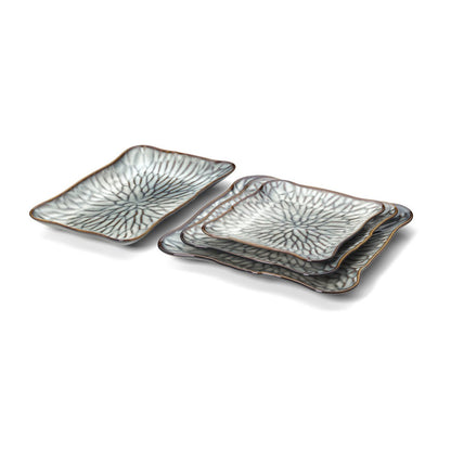 Porseleinen bord Lotus ice square grijs bruin - M