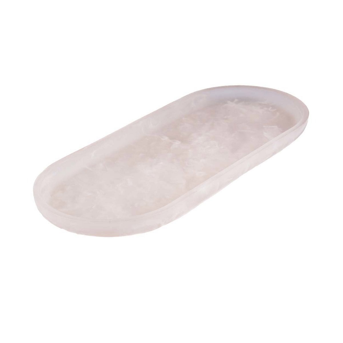 Ovaal bord van hars roze/wit