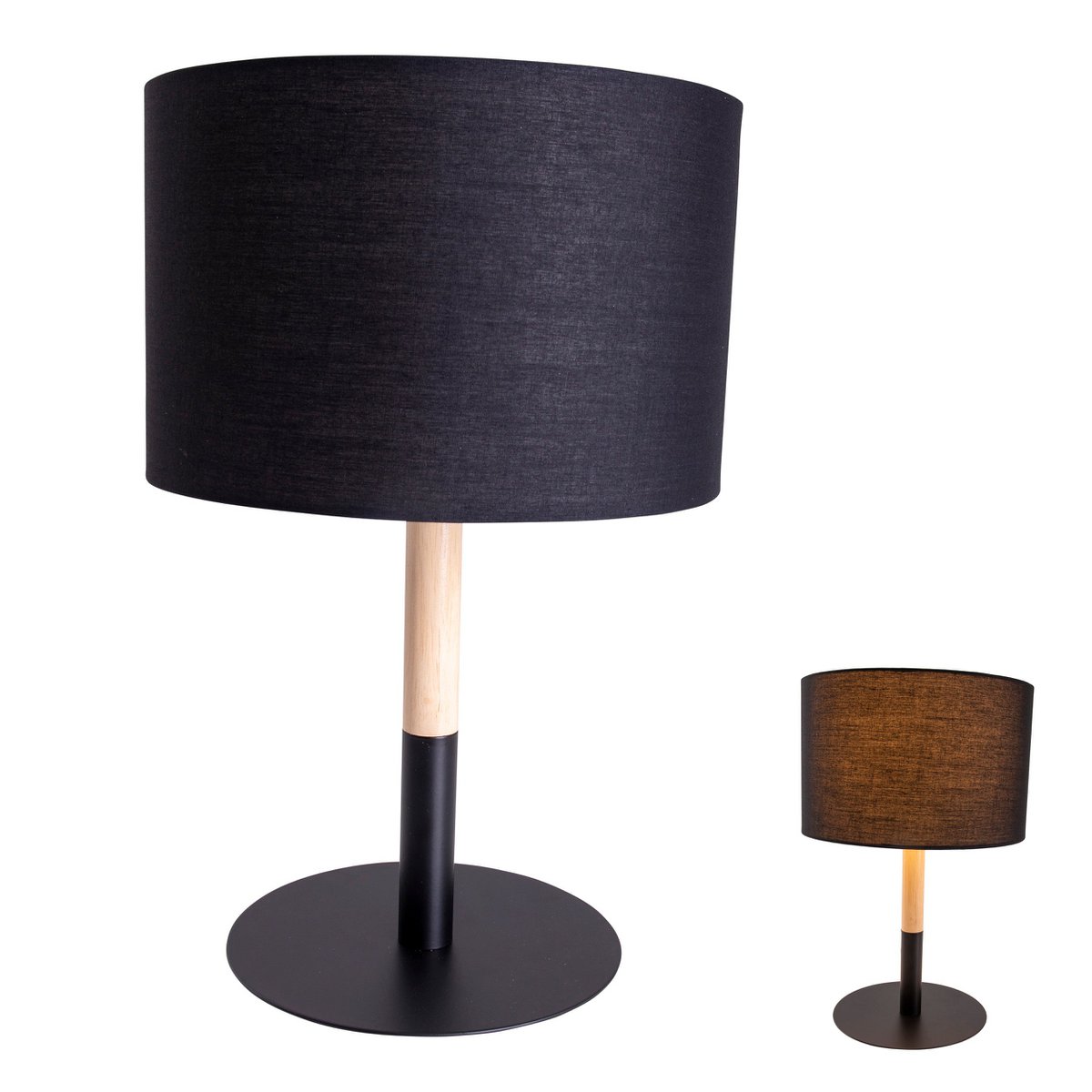 Tafellamp Tessile Zwart/Naturel - 37 cm (E14)